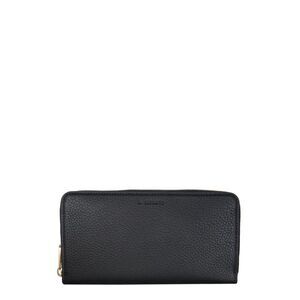 IL BISONTE Pebbled Leather Zip Around Wallet Women BLACK Wallets & Small Leather